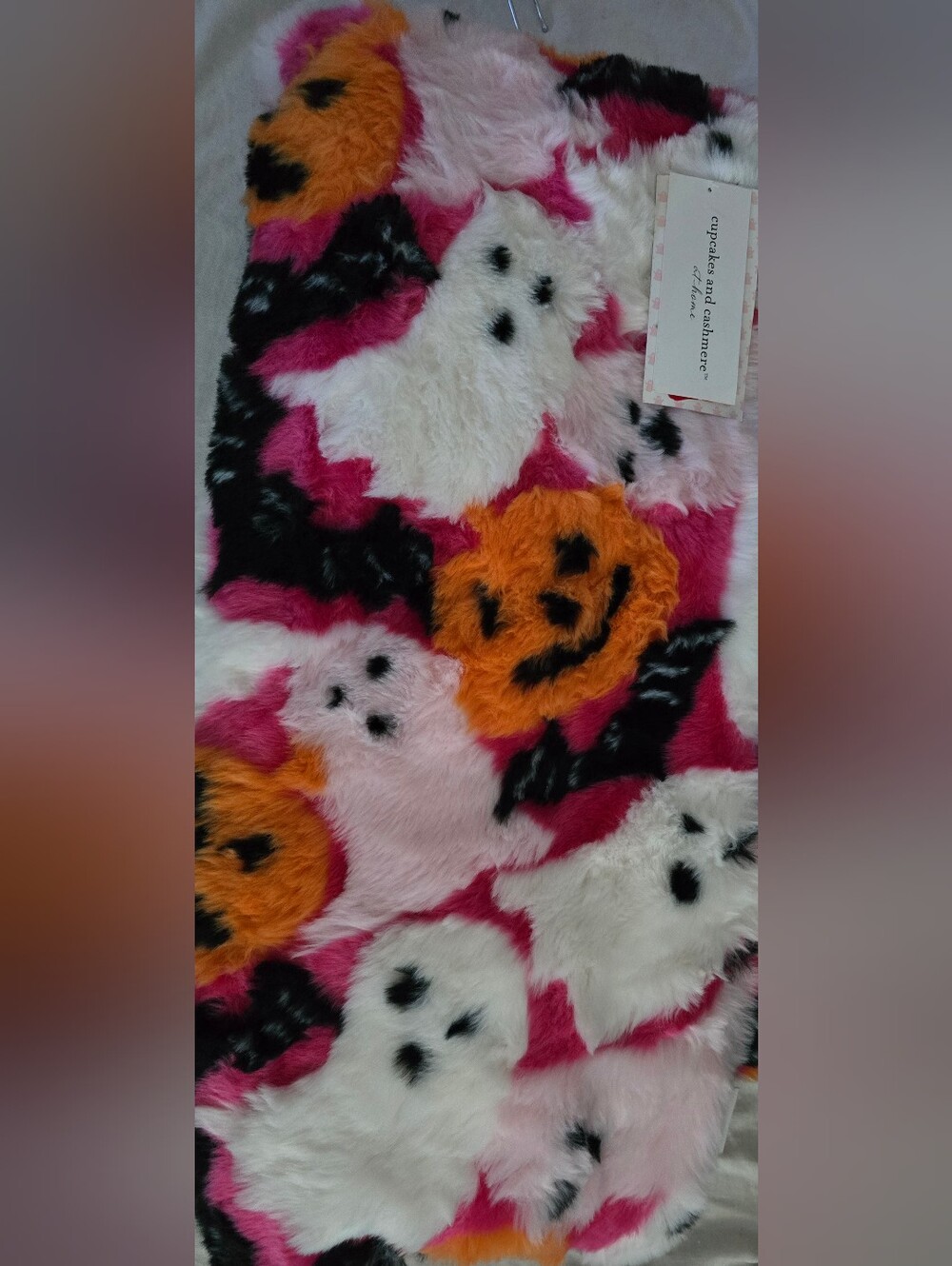 cupcakes and cashmere Ghost Faux Fur halloween blanket Throw
